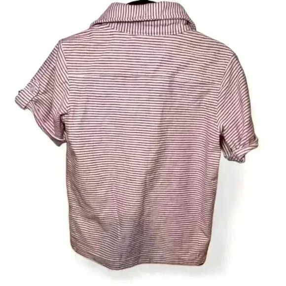 Me & Henry Boys Size 3/4 yrs Red/Wht Striped Short Sleeve Button-Up Shirt - Picture 3 of 4